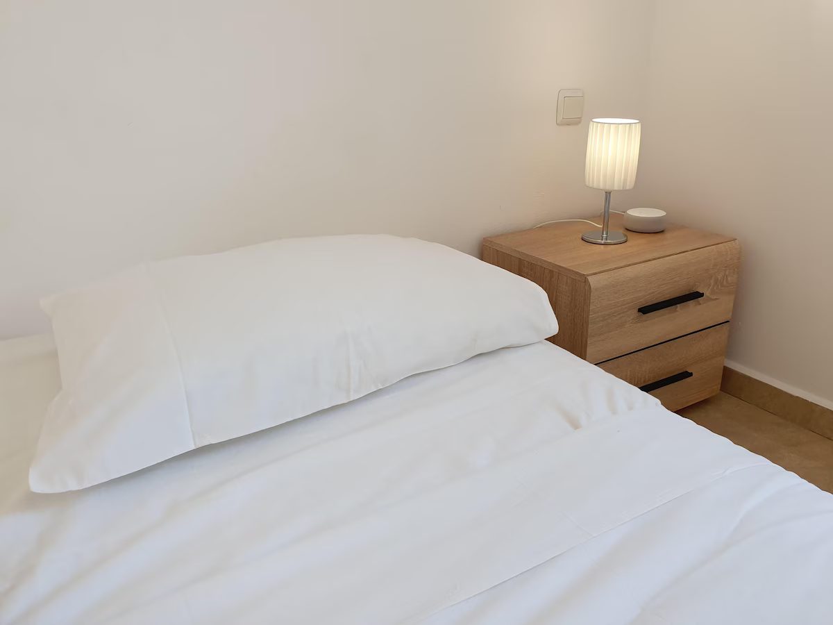 Bedroom with crisp white linen